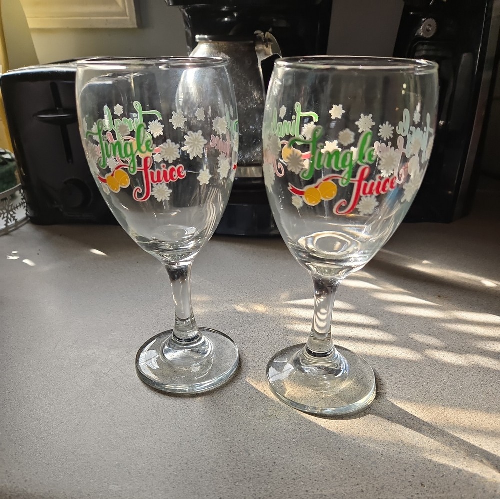 3 Jingle Juice Wine Glasses