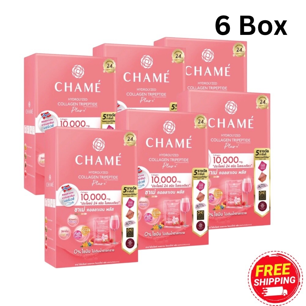 Chame Hydrolyzed Collagen Tripeptide Plus 10000mg 15g x 60 Sachet 6 Boxes