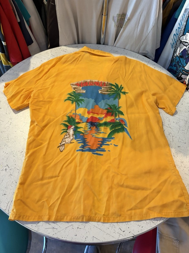 Vintage 70s 80s Ocean Pacific OP Hawaii Print Camp Collar Rayon Shirt Mens Large