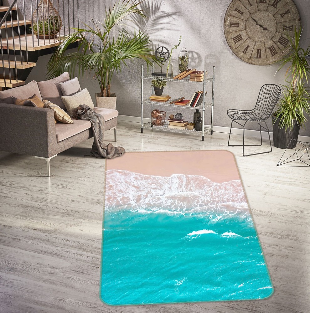 3D Beach Waves ZHUC2549 Game Non Slip Carpet Mat Photo Carpet Amy