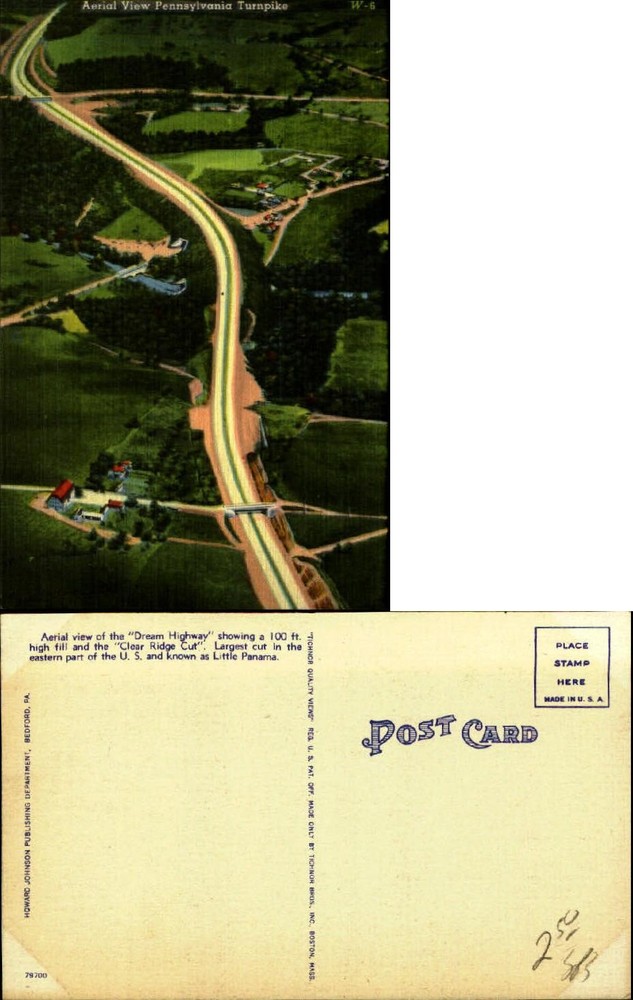 Pennsylvania Turnpike aerial view PA 1940s clear ridge cut Little Panama