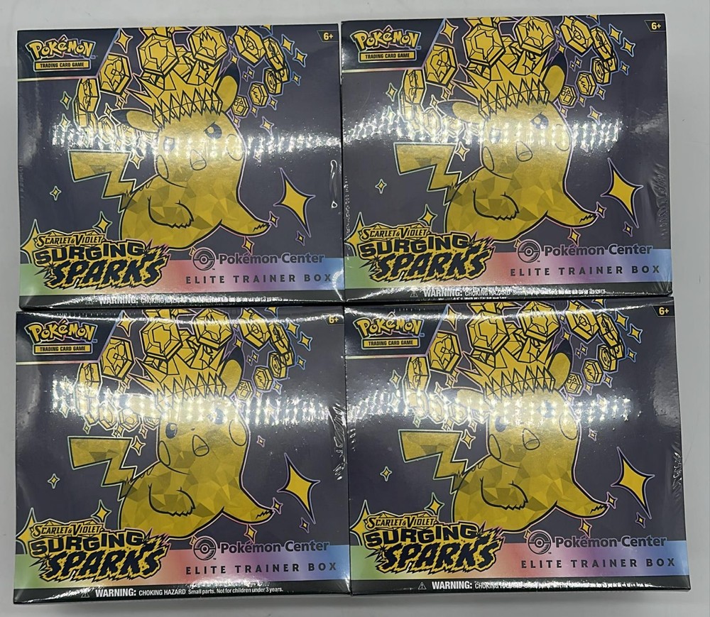 Lot of (4) Pokemon Center Surging Sparks PC Elite Trainer Boxes SEALED PC ETBPROBSTEIN123 is actively accepting CONSIGNMENTS !!