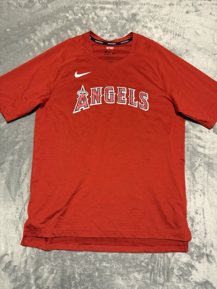 Nike Los Angeles Angels T Shirt Short Sleeve Red Size M MLB Dri fit Fiero