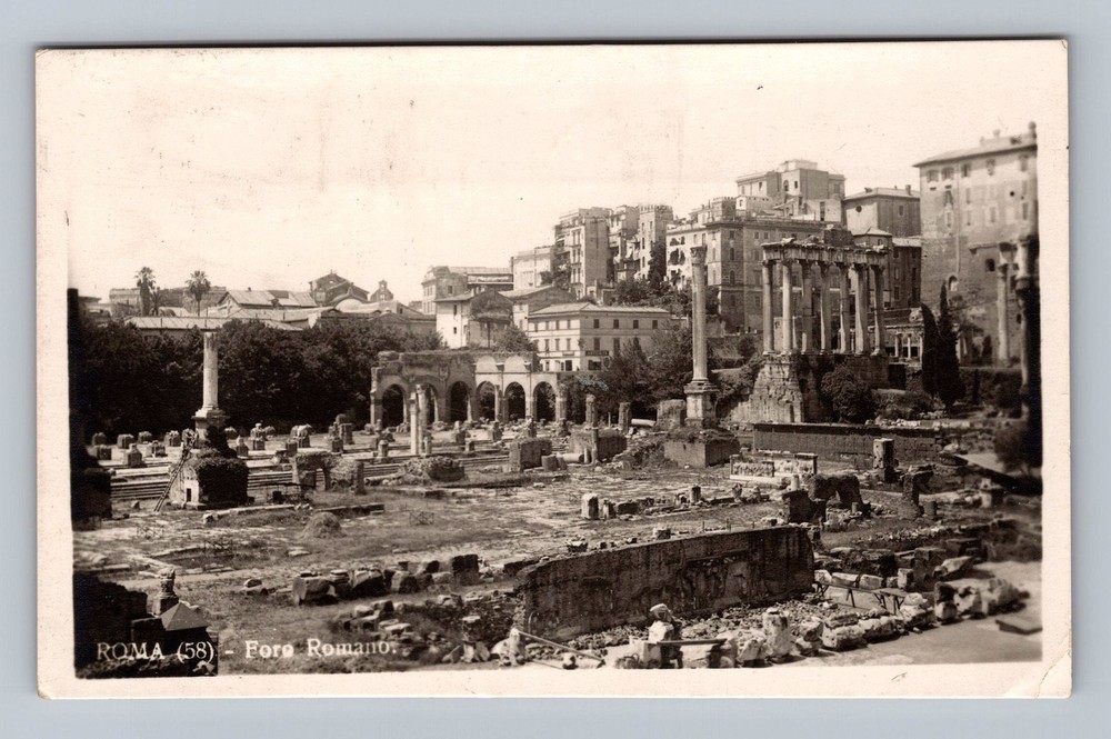 Italy- Rome Forum Standard Souvenir Postal Old Card PC Vintage c1924 Postcard