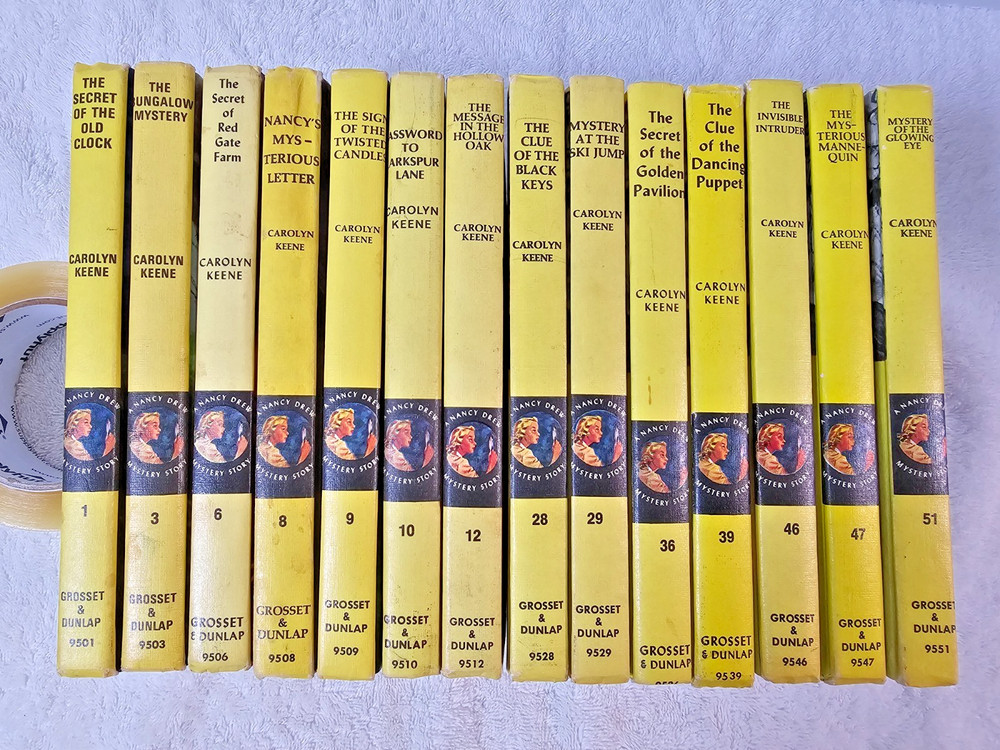 VTG Nancy Drew Hardcover Book Lot of 14 Grosset Dunlap 1950s 60s Yellow Spine
