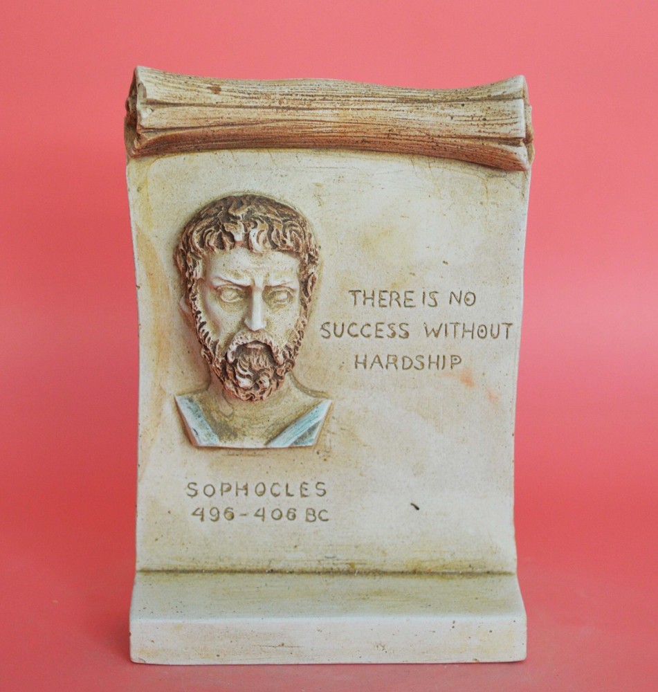 Sophocles small relief with Quote - Tragedy - Oedipus Antigone - Ancient Theater