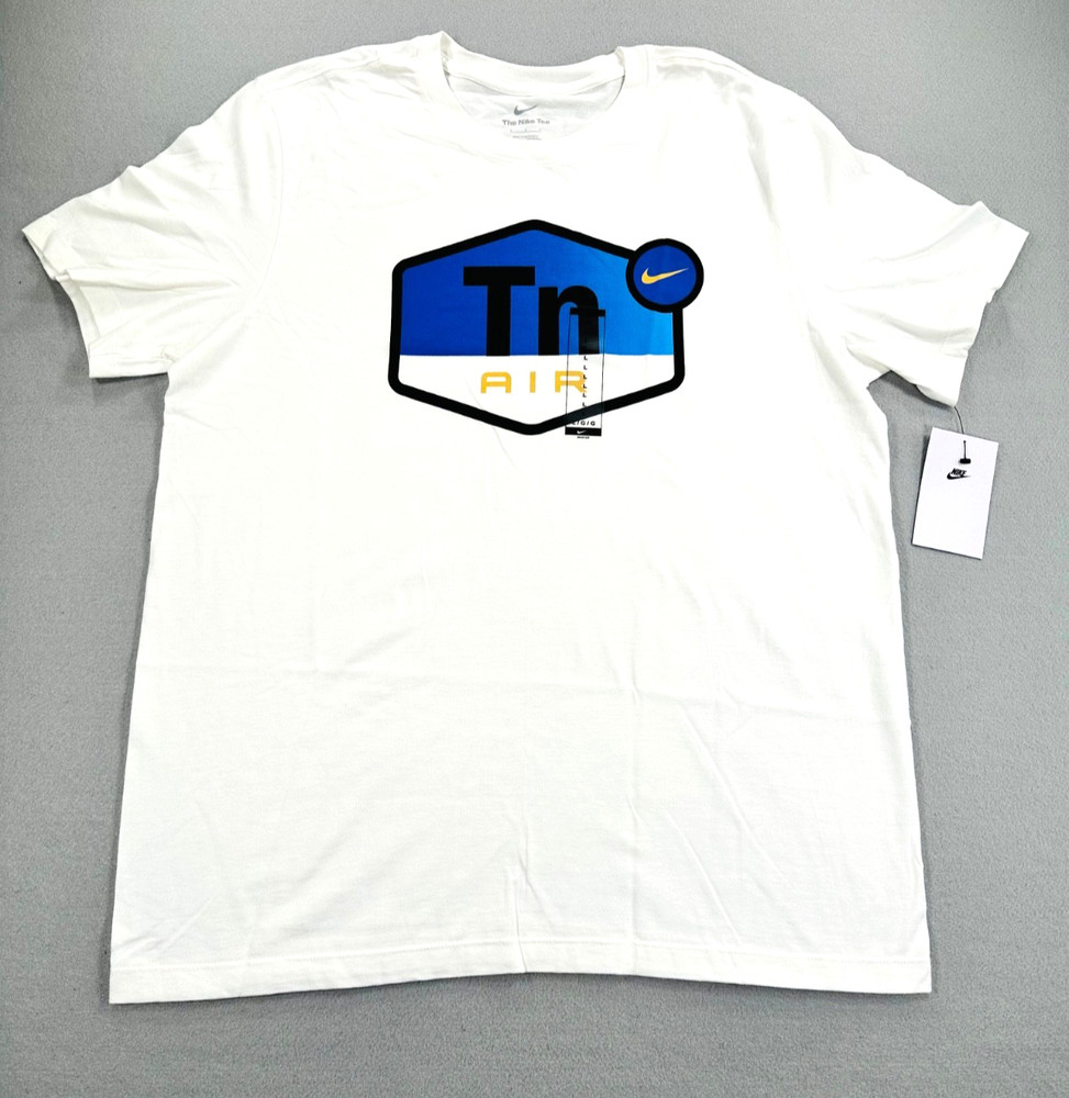 Nike TN Air Graphic T Shirt Mens Large White Blue Yellow Logo Tee NWT