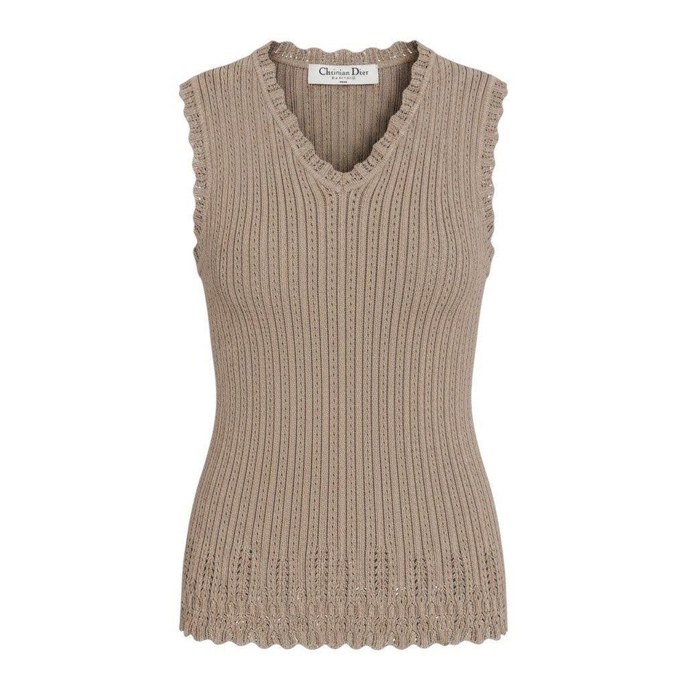 Christian Dior 2001 John Galliano Ribbed V-Neck Knit Top FR38 Archive JAPAN