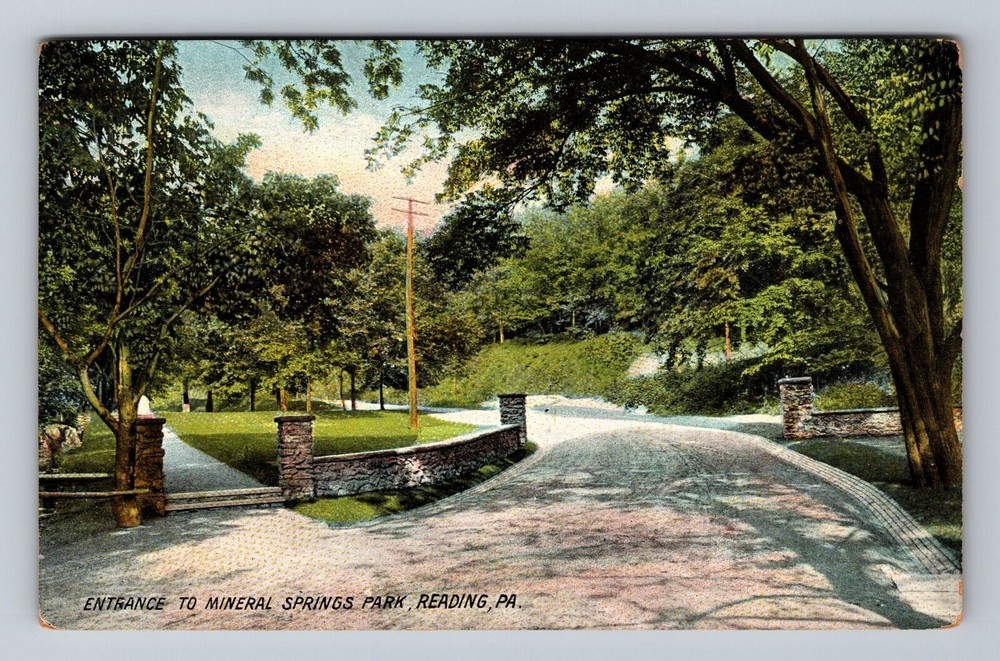 Pennsylvania PA Reading Entrance To Mineral Springs Vintage Postcard