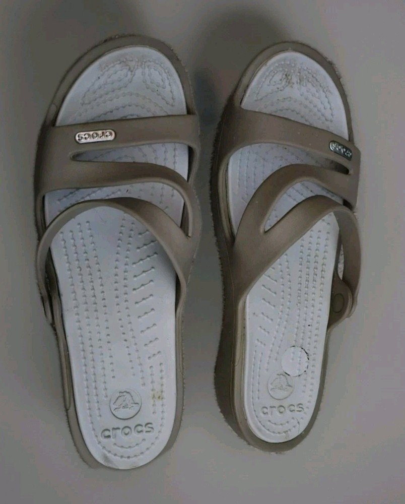 Crocs Patricia Womens Wedge Sandals Brown Rubber Slide Slip On Size 7