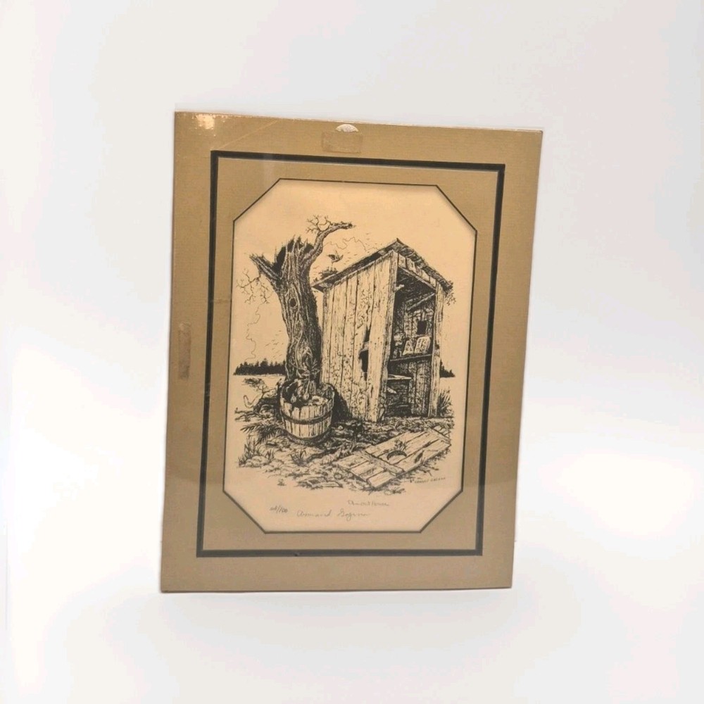 New Sealed Armand Sogene Print The Outhouse Rustic Americana Folk Art Vintage
