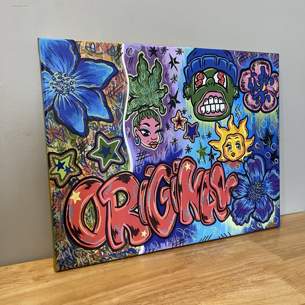 Graffiti-inspired Pop Art Hand Painted Artistry 11x14 Canvas Painting Signed