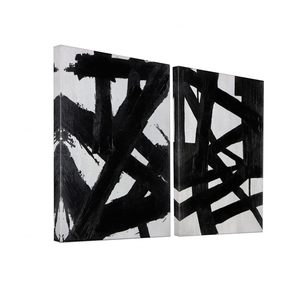 Black And White Abstract Wall Art - Black Painting Stroke Graffiti Artwork fo...-image