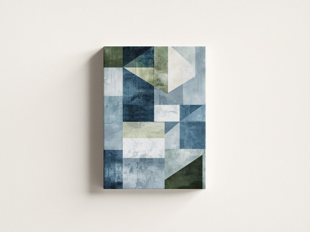 Stunning Shape Art Blue Green Abstract Unframed Canvas Print Australian Wall Art