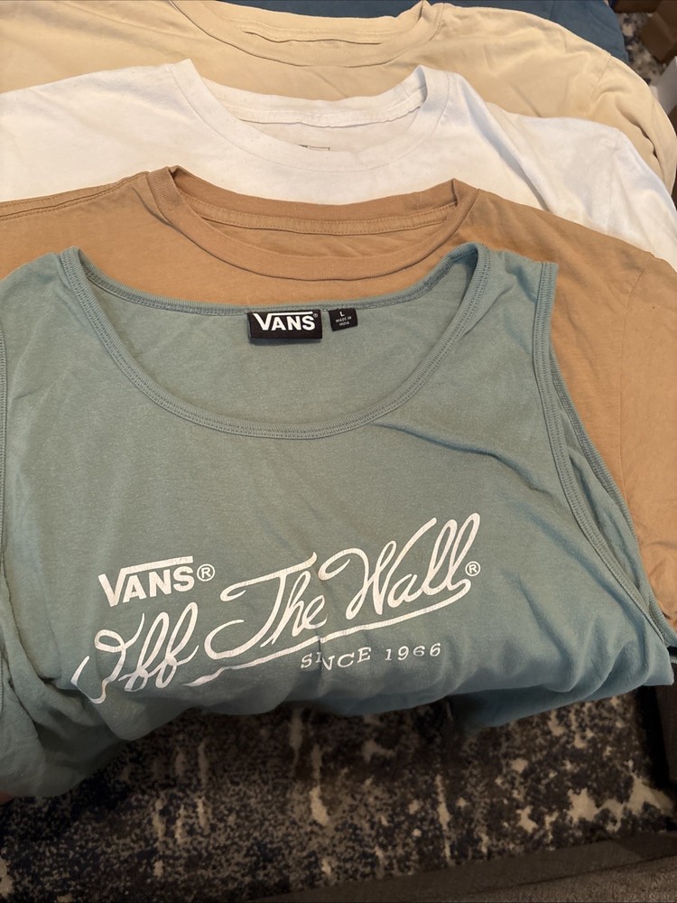 Lot Of 5, 1 Green, Tank Top Vans, 4 T-Shirts Brixton, Salty Crew, Men’s Size Lg