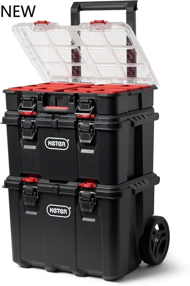 Keter Stack-n-Roll Modular Tools Organizer for Garage Storage and DIY, NEW..
