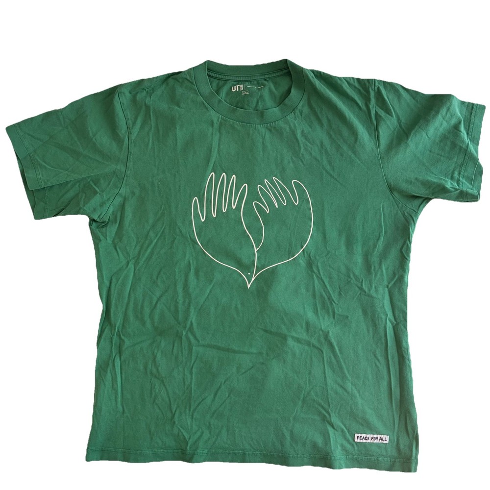 Uniqlo UT Christophe Lemaire Peace For All Green Graphic Men's T-Shirt Size L