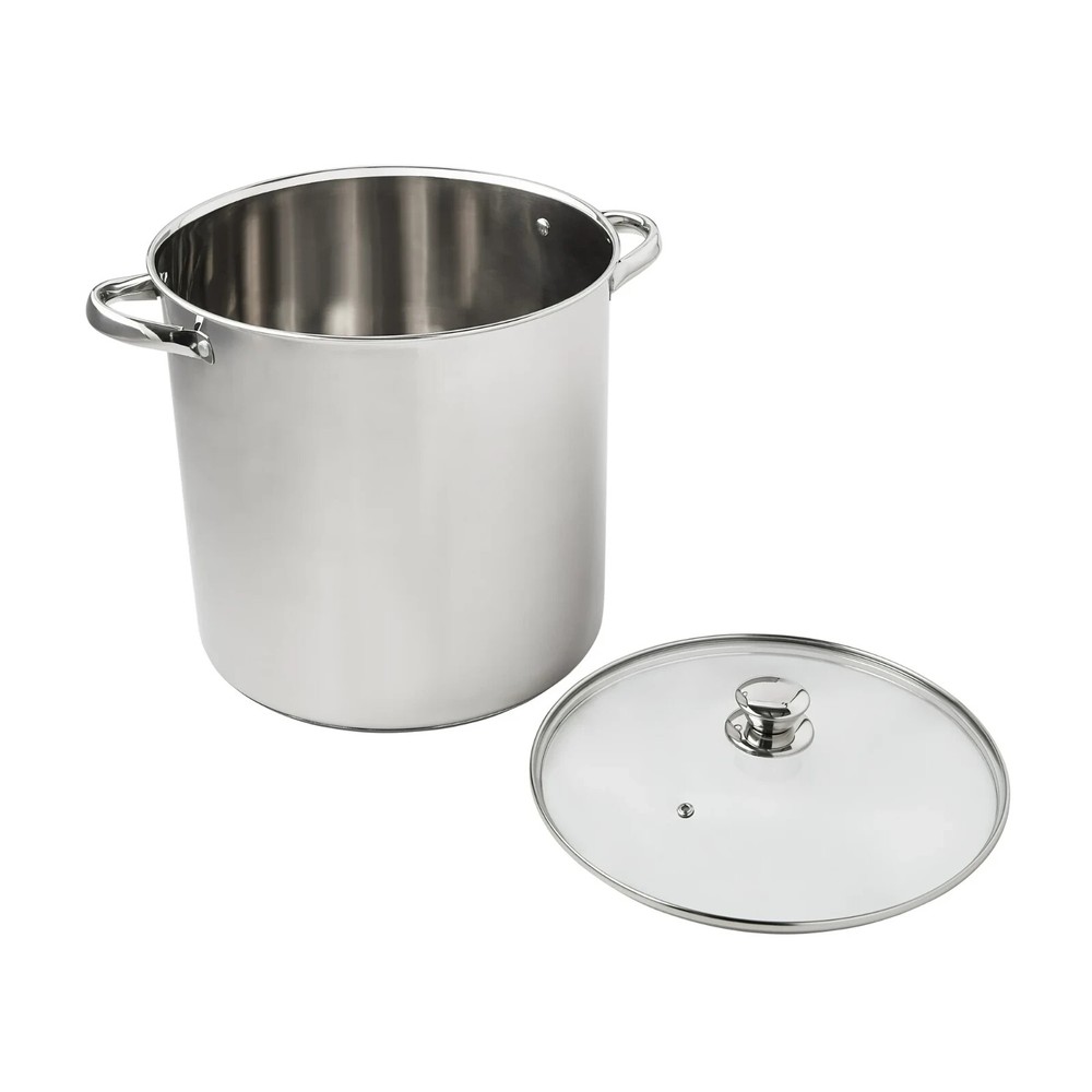 Mainstays Stainless Steel 16-Quart Stock Pot with Glass Lid Induction Compatible