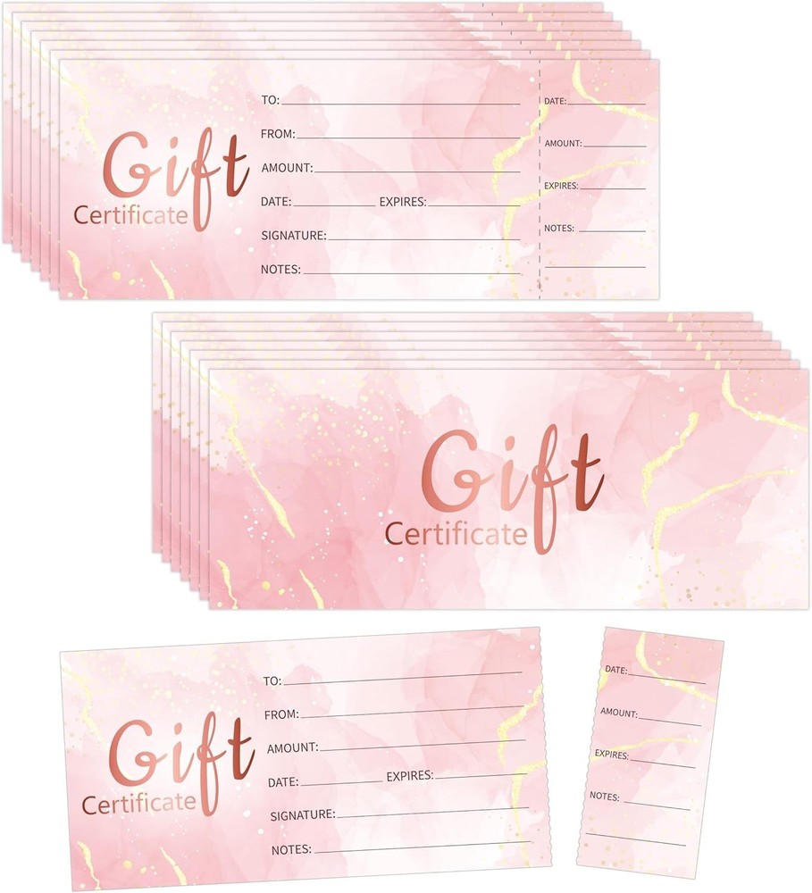 135Pcs Blank Gift Certificates Cards for Business Spa Salon Wedding Bridal Custo