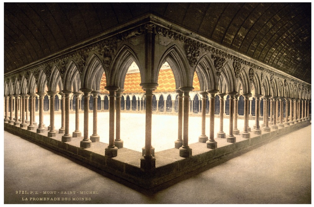 5669.La promenade de moines.pillars.in courtyard.POSTER.Decoration.Graphic Art