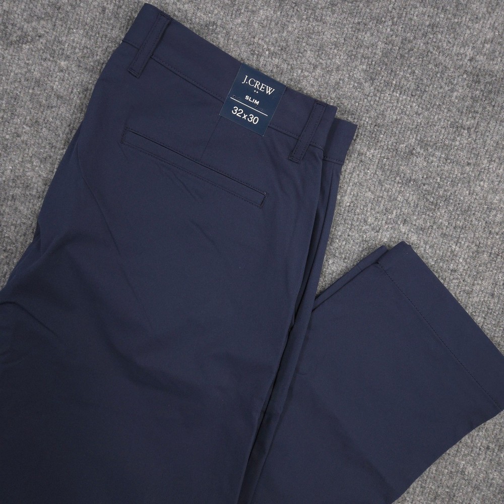 J Crew Tech Pants Mens 32X30 Navy Slim Chino Performance Golf Casual Stretch NEW