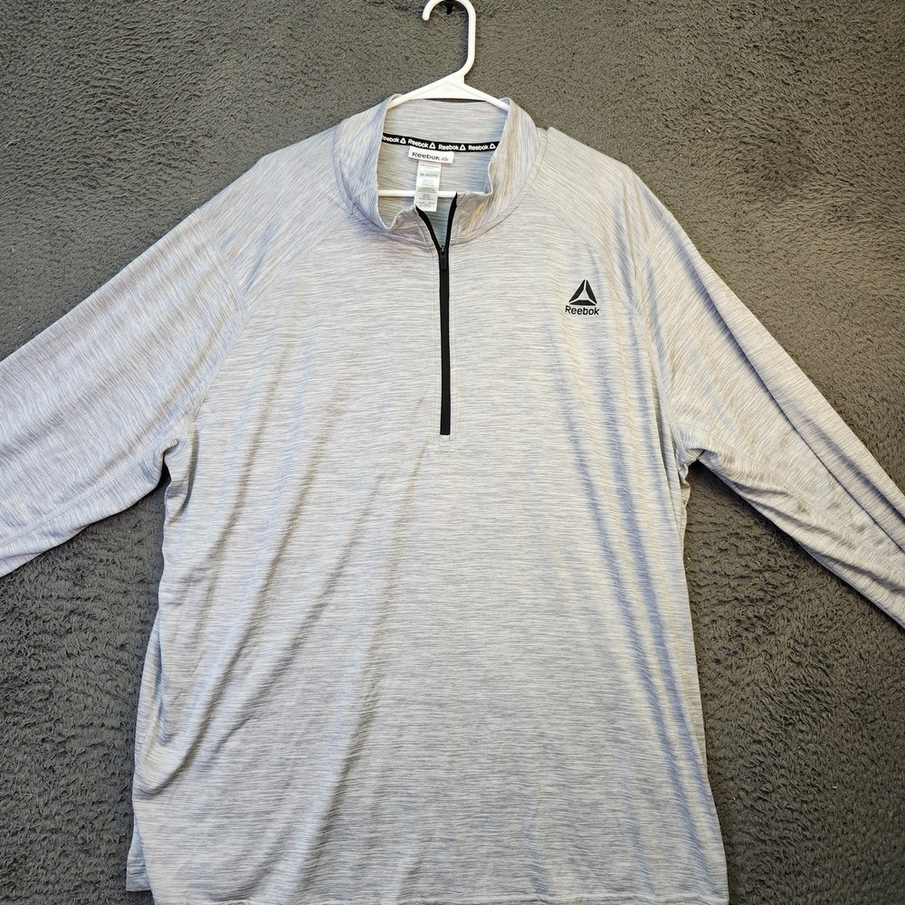 Reebok Pullover Mens 3XL Gray Quarter Zip Lightweight Training Athletic Shirt