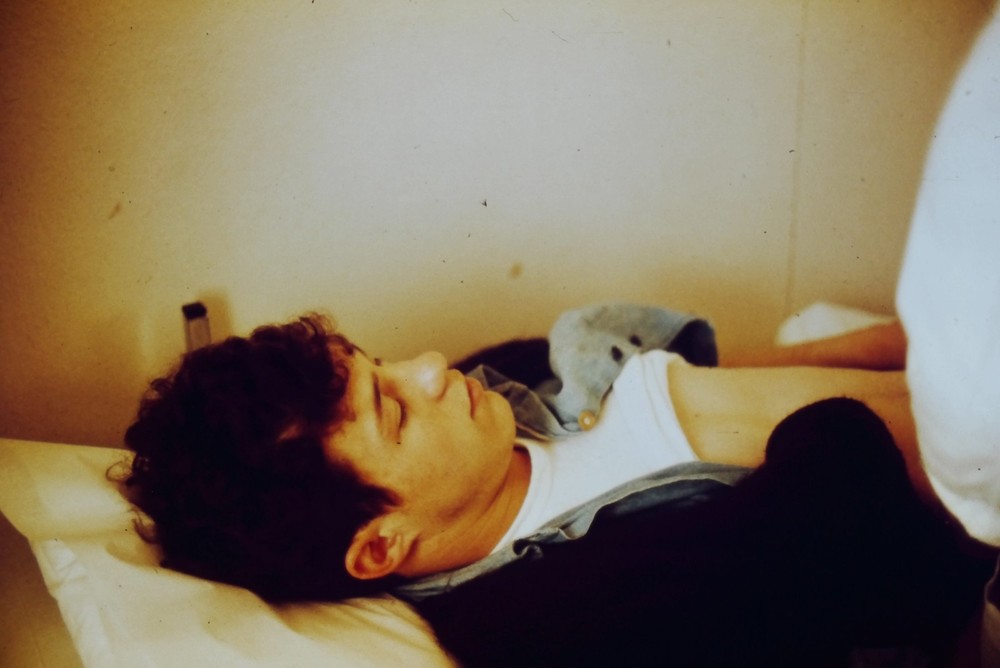 c1970's 35mm Slide Film, Young Man Resting Indoors Portrait Wall Color Photo