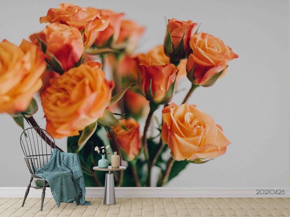 3D Rose Plant Close-up Wall Murals Wallpaper Murals Wall Sticker