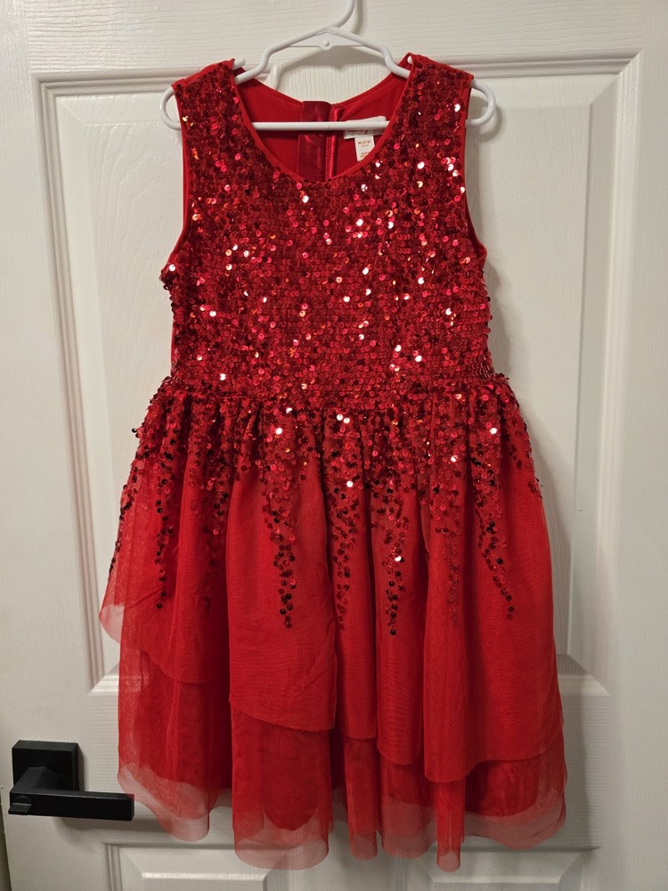 Cat & Jack Red Sparkle Dress Size M 7&8