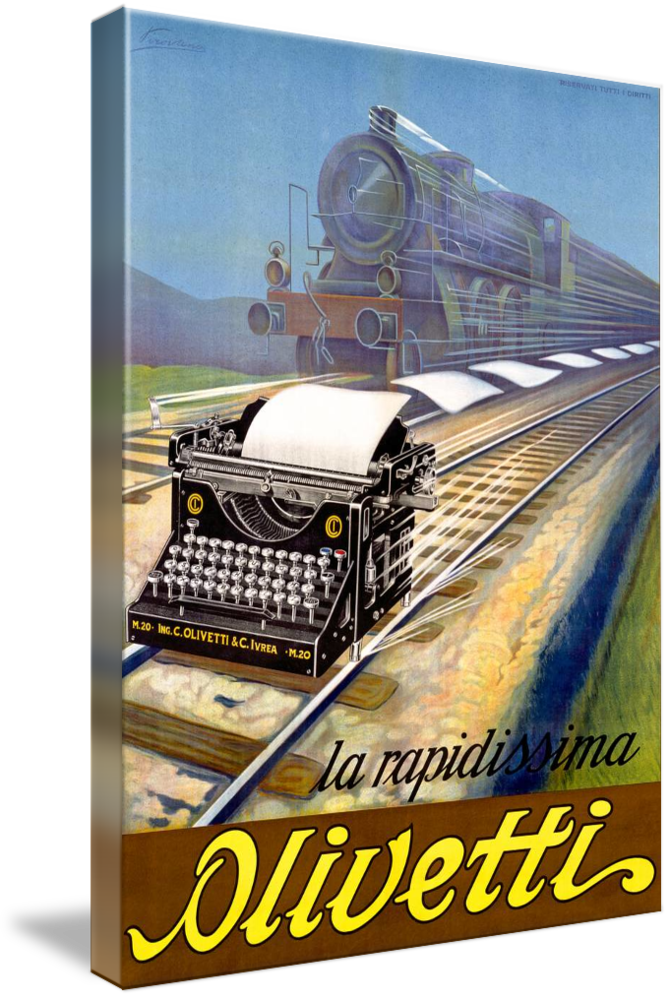 Canvas Art - Adriano Olivetti Typewriter Vintage Advertisement,