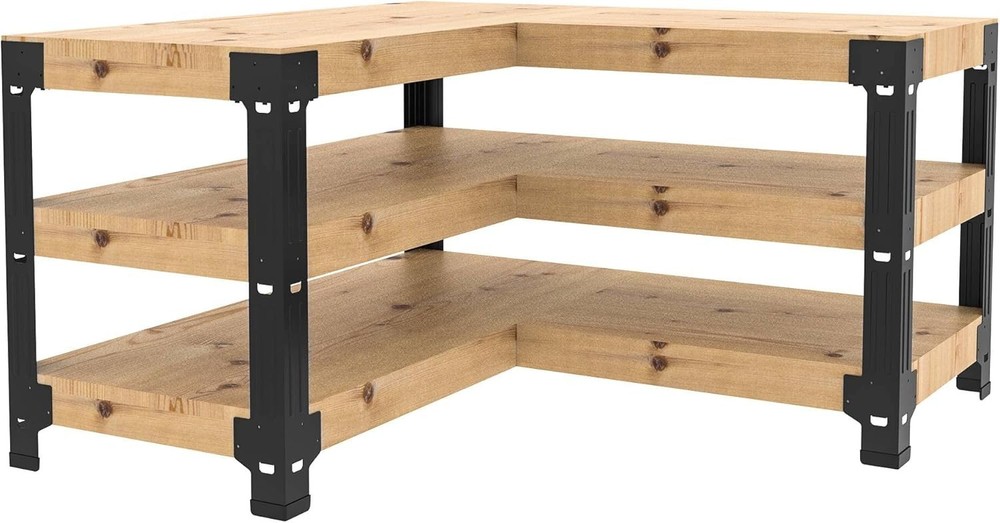 Heavy Duty L-Shaped Steel Workbench Kit with 5 Legs for Garage Workspace