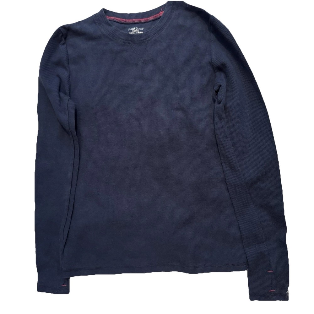 Cuddl Duds Girls XL Navy Blue Thermal Waffle Knit Long Sleeve Base Layer EUC