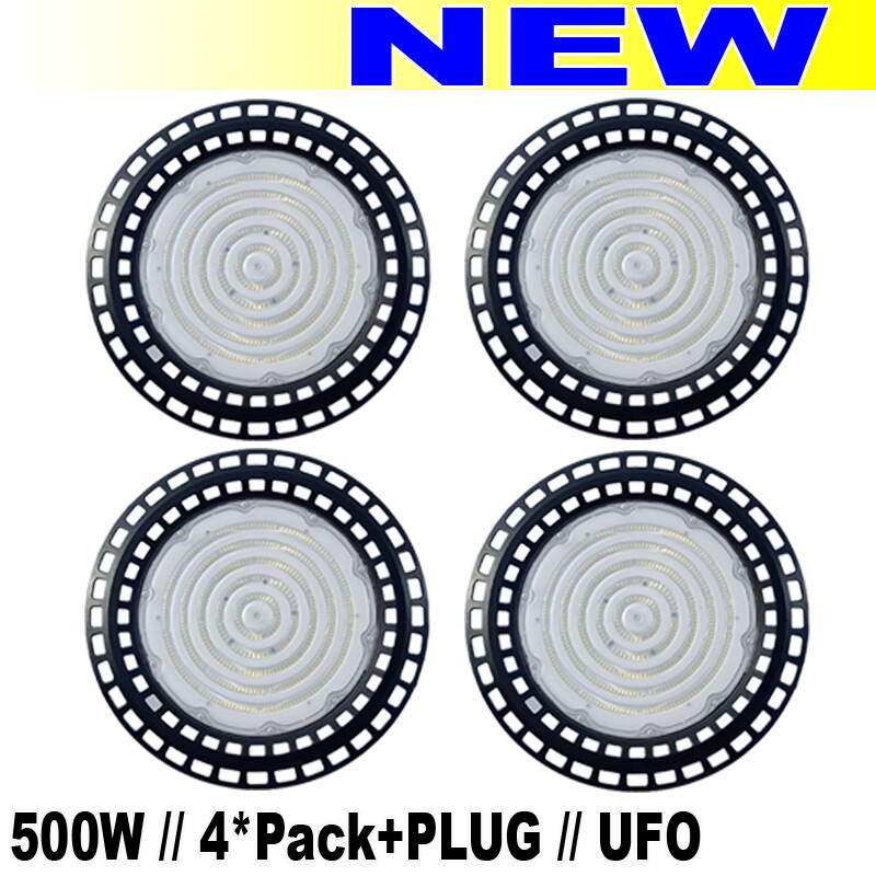 HIGH BAY LED UFO 500W+PLUG Factory Warehouse Commercial  Light Fixtures 4PACK