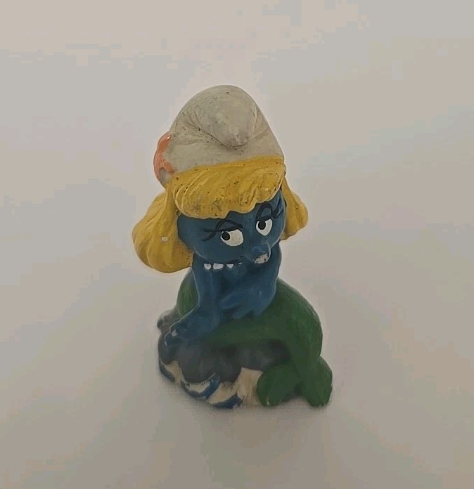 VTG 1981 Mermaid Smurfette Smurf Figurine Schleich Peyo Made In Hong Kong