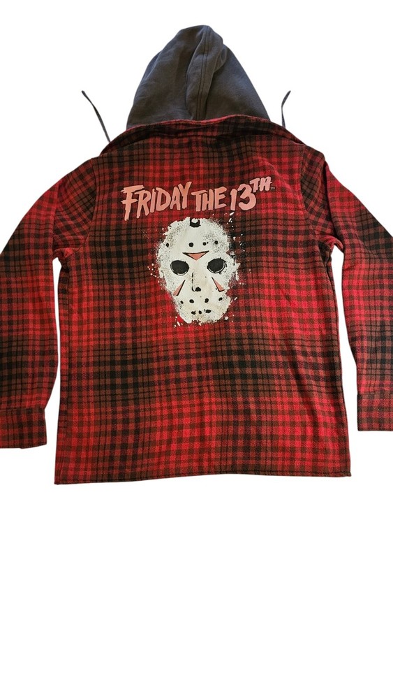 Friday The 13th Jason Horror Movie Hooded Flannel Medium