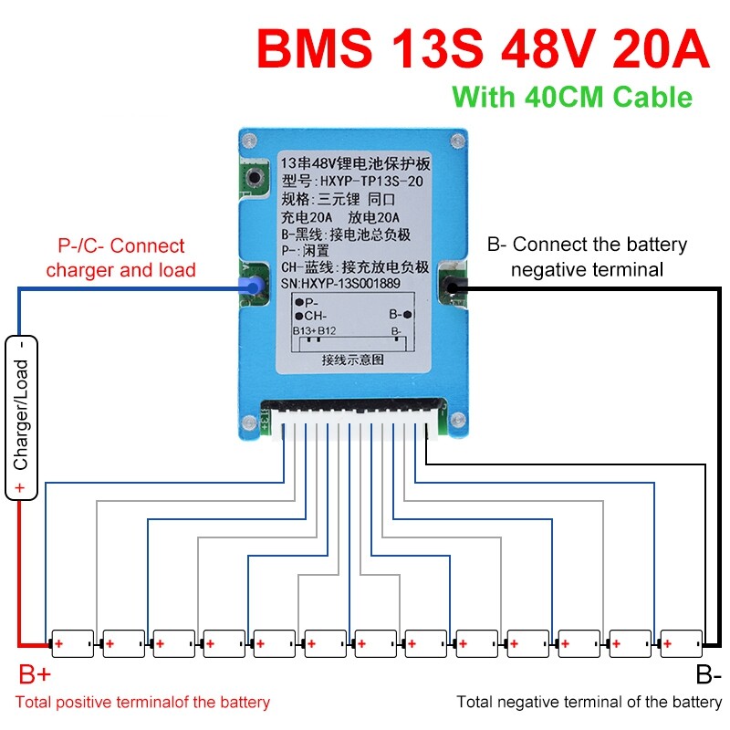 BMS 13S 48V 20A Battery Charging Board Li-ion Protection ACUS