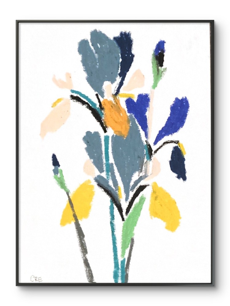 Contemporary Pop Bold Iris Flower Plant Original Wall Art 11 by 14 Canvas