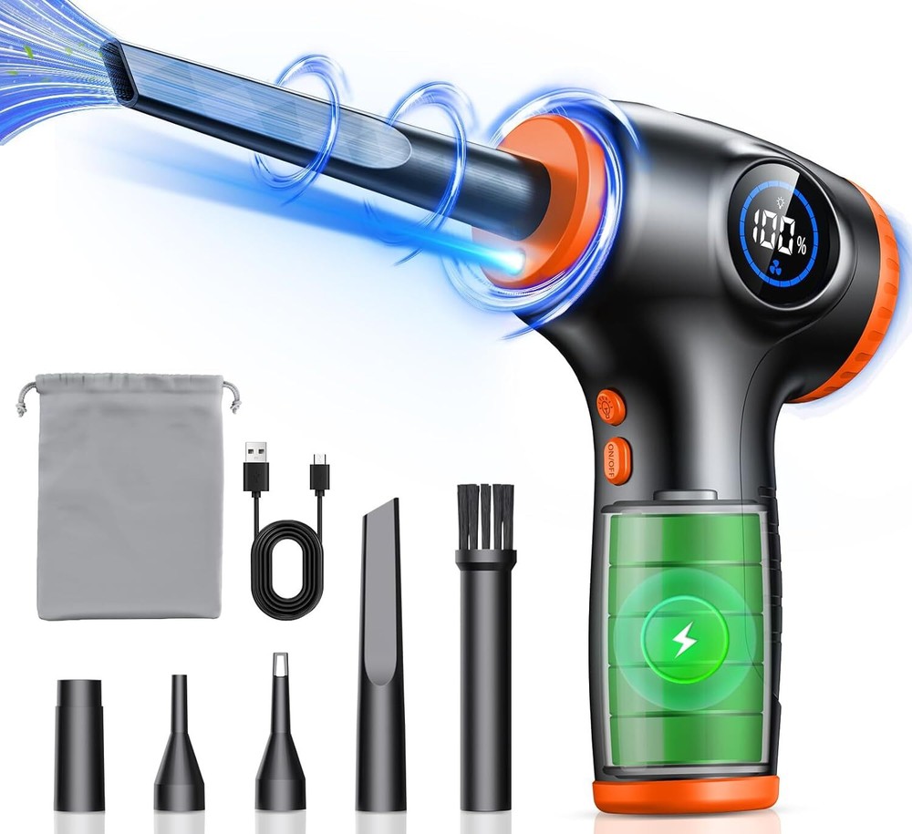 Rechargeable Electric Air Duster with LED Lig... Compressed Air Duster for PC