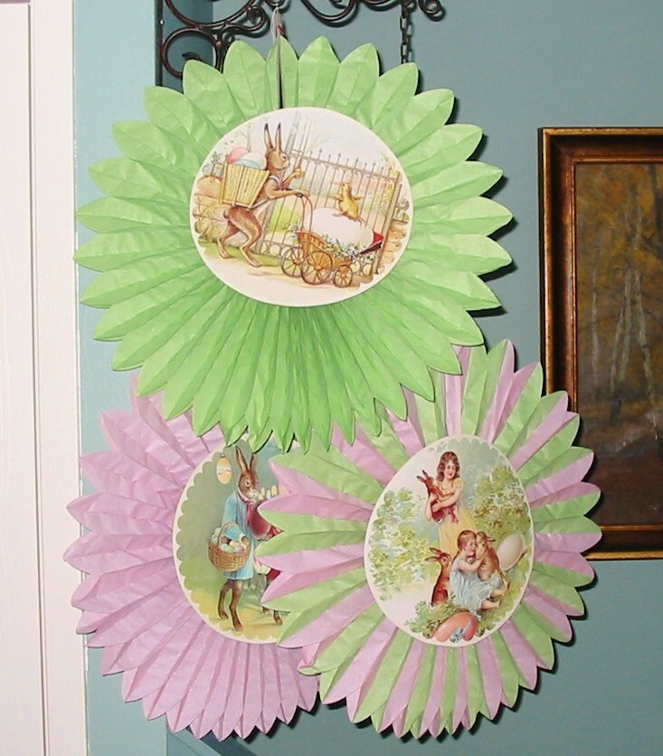 Bethany Lowe Set of 3 Spring Easter Tissue Paper Rosettes Decorations New