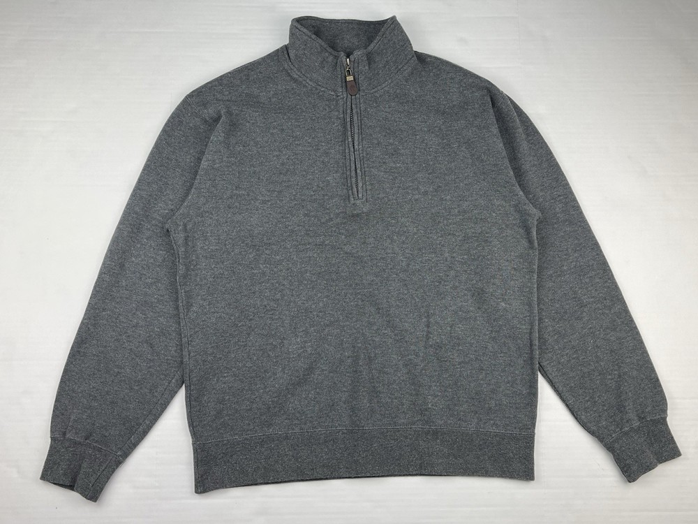 Orvis Sweater Mens Medium Burnt Orange Long Sleeve 1/4 Zip Pullover Sweatshirt