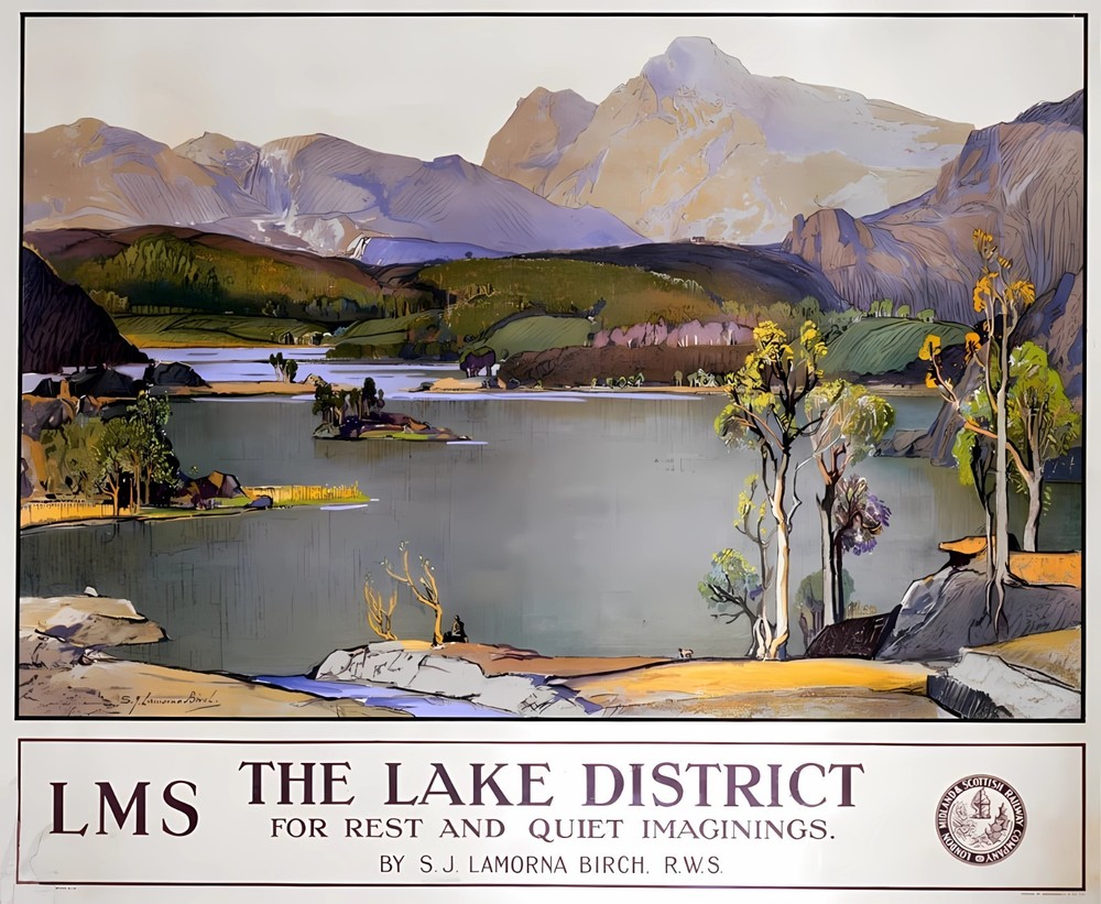LMS Lake District For Rest Vintage Railway Travel Poster Print