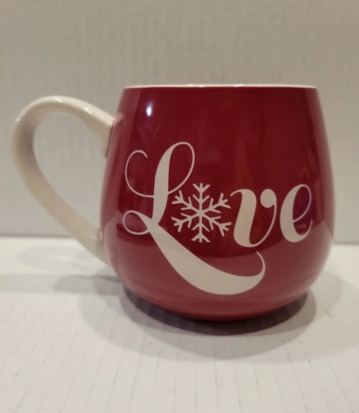 LIFE IS GOOD Home LOVE  Snowflake 14oz. Wide Bottom Coffee Mug Tea Cup