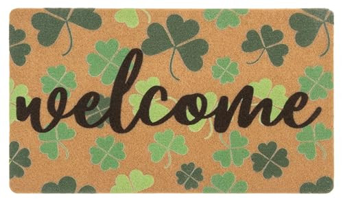 St Patrick’s Day Non-Slip Shamrock Doormat for Outdoor Spring Entrance