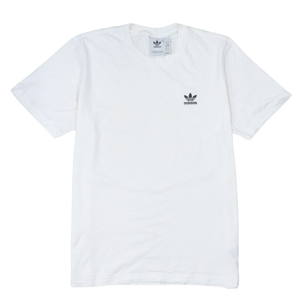 Adidas Mens T Shirt White Cotton Jersey Trefoil Logo Front Print Relaxed Fit M