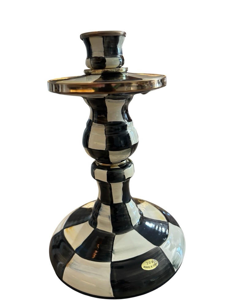 MacKenzie-Childs Retired Courtly Check Candlestick Holder – 8” Tall