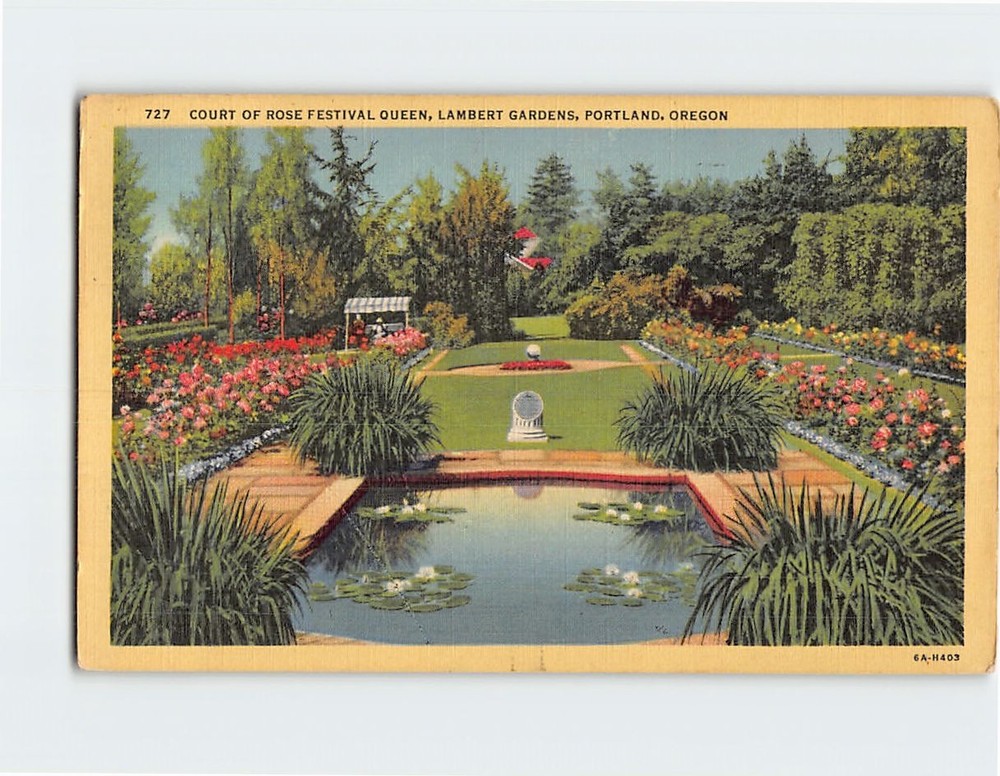 Postcard Court of Rose Festival Queen Lambert Gardens Portland Oregon USA