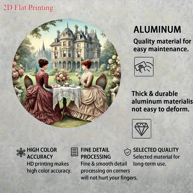 Vintage Victorian Tea Party Floral Manor Round Wall Art