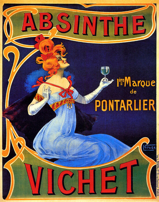 Poster Absinthe Vichet First Brand Of Pontarlier French Vintage Repro Free S/H-image