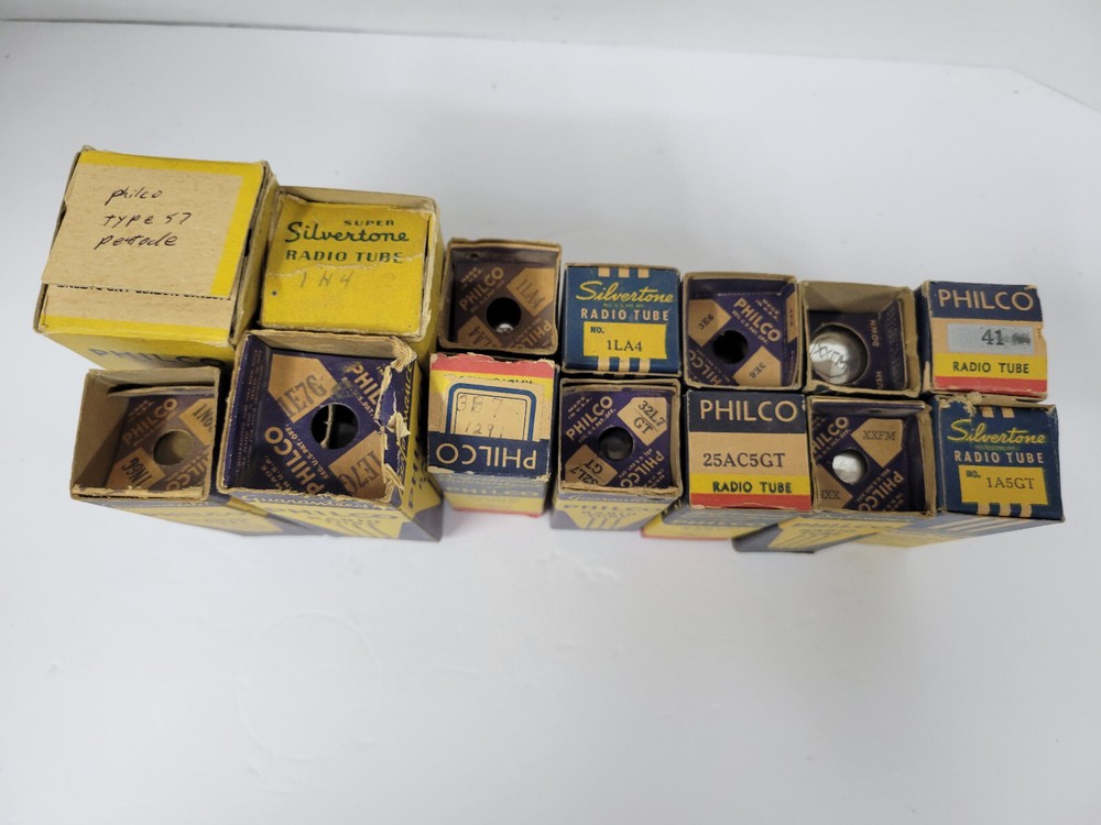 VTG NOS NIB lot of 14  Glass Vacuum Tubes Philco & Silvertone