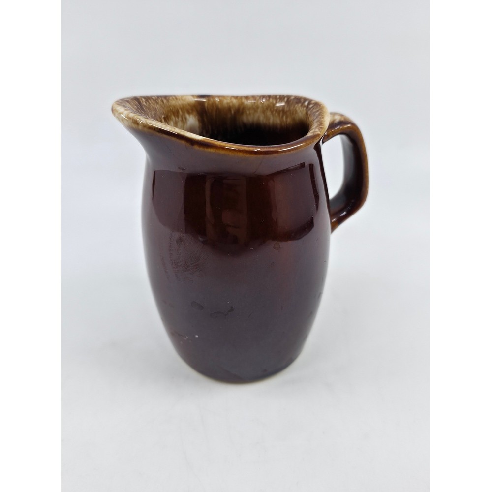 Hull Pottery Mirror Brown Drip Glaze Creamer Pitcher Vintage Oven Proof USA